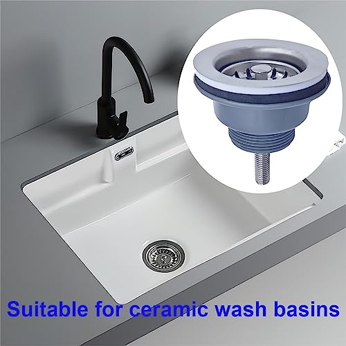 Qrity 84MM Sink Collection, Stainless Steel and PVC Kitchen Sink Basket Strainer Plug Waste G1½" - Image 2