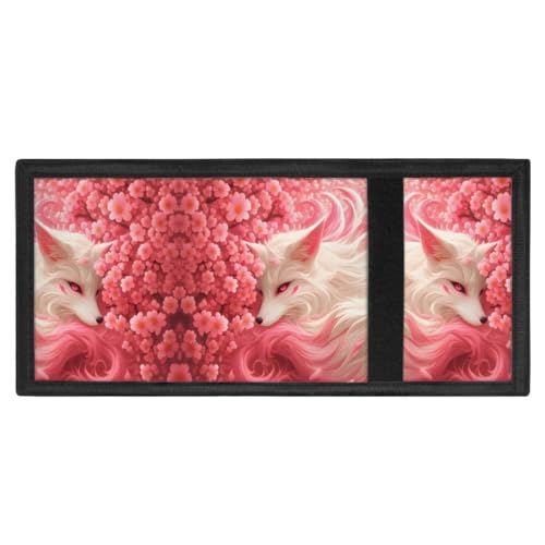 Kids Stylish Prints Trifold Wallet Teens Boys Girls Coin Case Lightweight Card Holder Moneybag Organizer,Pink Cherry Blossom and Fox2