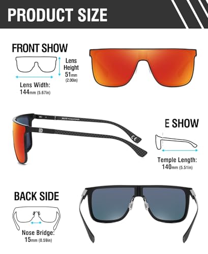 Image of DUCO Trendy Square Sunglasses for Men Women Flat Top Shield Shades Oversized Carbon Fiber Polarized Sun Glasses DC8209