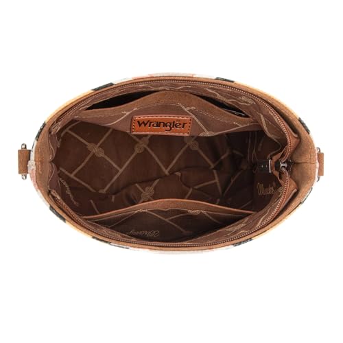 Image of Wrangler Aztec Crossbody Bags for Women Southwestern Print Canvas Shoulder Purse with Distressed Look and Adjustable Strap
