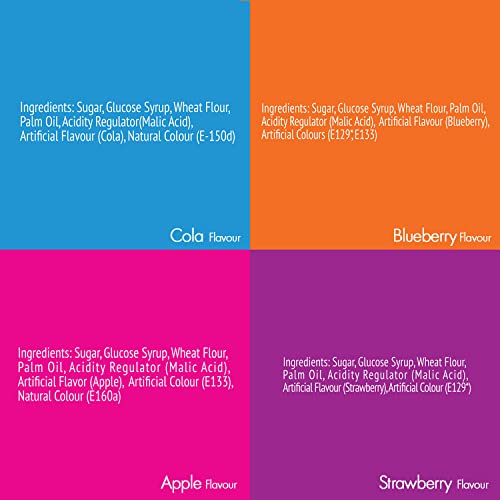 Sour Punk Mix Chewy Candy Jelly Sticks 40g X 12 Pcs (Strawberry, Apple, blueberry & Cola)