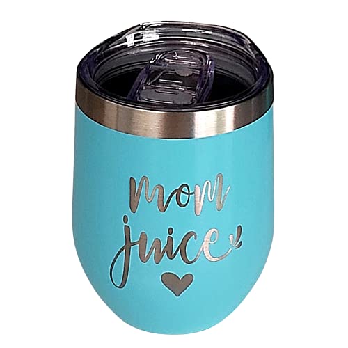 Mom Juice Wine Tumbler, Teal Stainless Steel Tumbler 12Oz, Christmas Stocking Stuffers For Women, Secret Santa Gifts #TOP1