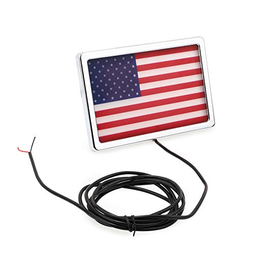 GUAIMI American Flag LED Light Kit 4" x 6" US Flag LED Lighting Freedom Flag Accessory Lights Brake Light Universal 12V Applications Universal fits Motorcycles, UTVs, ATVs, Any Flat Space-Chrome - Thumbnail 3