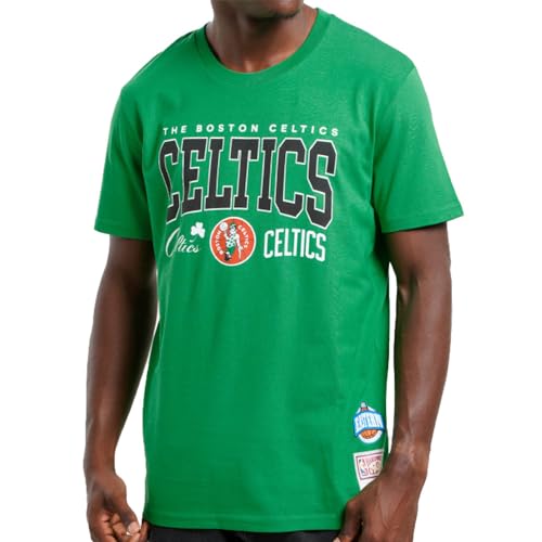 Mitchell & Ness Champ Stack T-Shirt à Manches Courtes (NBA/Hardwood Classics), Vert - Boston Celtics, L