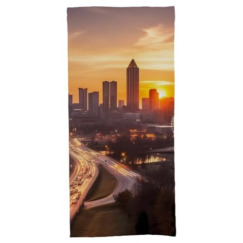 QVHCCNNDI Large Bath Towels 70x140 Atlanta Sunset Landscape