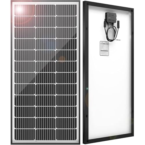 JJN 100 Watt Solar Panels, 10BB Monocrystalline 12V 100W Solar Panel, 23% High Efficiency PV Module Power Charger for RV, Home, Farm, Boat, Caravan and Off-Grid Applications