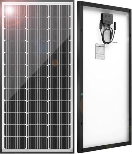 JJN 100 Watt Solar Panels, 10BB Monocrystalline 12V 100W Solar Panel, 23% High Efficiency PV Module Power Charger for RV, Home, Farm, Boat, Caravan and Off-Grid Applications