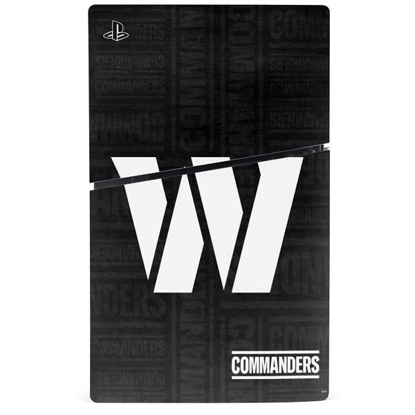 Skinit Decal Gaming Skin Compatible with PS5 Slim Disk Console - Officially Licensed NFL Washington Commanders Black and White Design