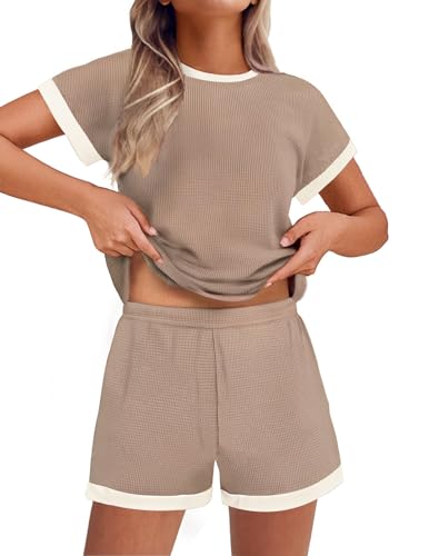 Image of Ekouaer Two Piece Sets for Women Summer Striped Lounge Set Vacation Outfit
