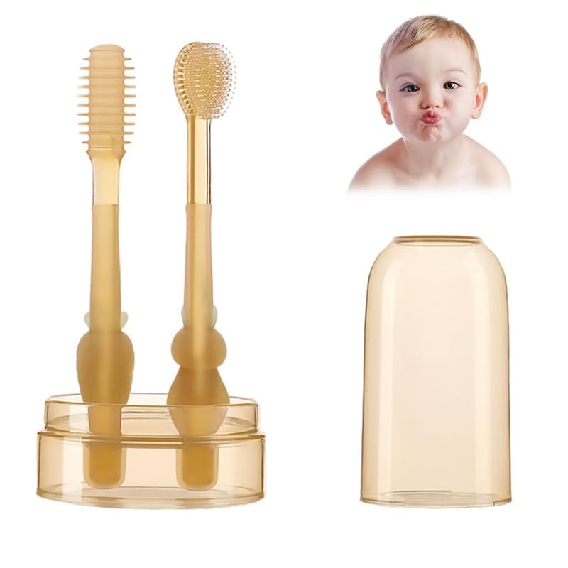 Baby Oral Hygiene Kit Silicone 2 in 1 Toothbrush and Tongue Cleaner for Infants 6 to 24 Months BPA Free Soft Bristles with Storage Box Safe Baby Tooth Cleaning Brush and Teether Tool-image-10