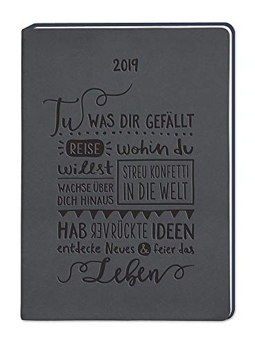 Terminplaner Lederlook A5 Schwarz (Tu was dir