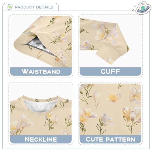 JUNZAN Beauty Freesia Beige Kids Boys Hoodie Sweatshirt Crewneck Hoodie for Boys Athletic 4T3