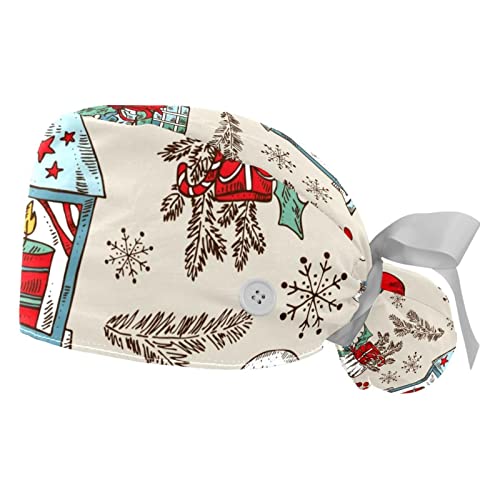 Chapeaux de travail respirants JDEZ à motif Noël vintage (lot de 2) casquettes de travail mixtes