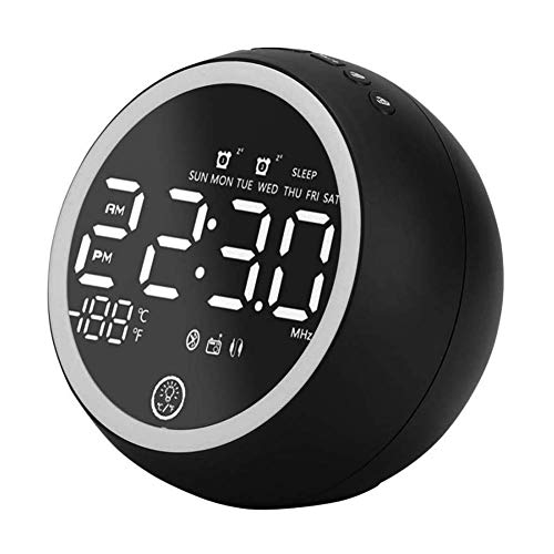 Digitaler Wecker Radio-Wecker am Bett mit Bluetooth-Lautsprecher, 2 USB-Ladeanschlüssen, Schlummerfunktion, Dimmer-LED-Anzeige für Kinder im