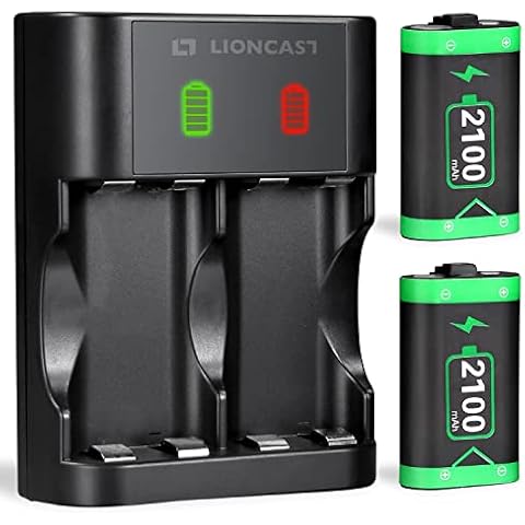 Lioncast Akku für Xbox Controller (2 Akkus), wiederaufladbare Batterie Xbox Controller, Akku Ladestation mit LED-Anzeige (Xbox Series S Controller Akku, Xbox Series X Controller Akku, Xbox Akku) Cover