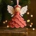 Atlodas DIY Crochet Angel Ornament Kit - Handmade Yarn Craft Set for Beginners, Christmas Tree Decoration, Crochet Doll Hanging Ornament, Gift for Beginners and Crafters (Pink)