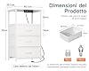 Coleshome Comodino Camera da Letto, con Presa di Corrente e 2 Luci USB e LED, Comodini Camera da Letto con 3 Cassetti in Tessuto e 2 Vano Portaoggetti, 40 * 30 * 70cm, Confezione da 1 #2