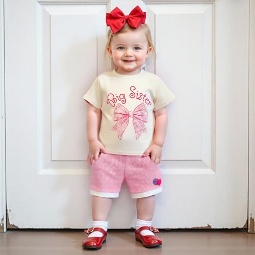 Big Sister Little Sister Matching Outfits Coquette Bow Toddler Girl T-shirt and Newborn Bodysuit Sibling Clothes2