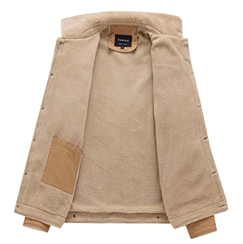 Men's Winter Sherpa Lined Fleece Military Cargo Jacket Cotton Outerwear Jacket Coat3