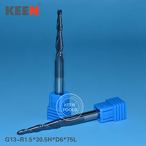 5Pcs Tungsten Carbide Taper End Mill Tool, HRC55 Ball Woodworking Bit Router for 3D Relief (G1)