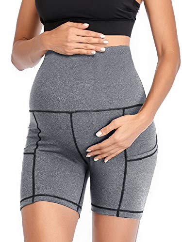 Summer Mae Maternity Yoga Shorts Comfy Running Active Workout Athletic Shorts Light Grey Small #TOP2