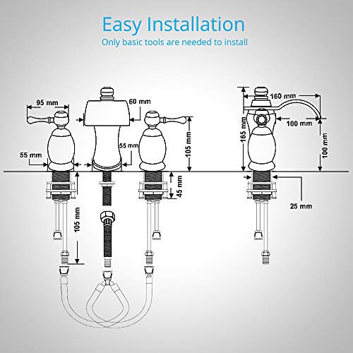 Wovier Chrome 8-16 Inch Widespread Waterfall Bathroom Sink Faucet,Two Handle Three Hole Lavatory Faucet,Basin Mixer Tap With Pop Up Drain #TOP5