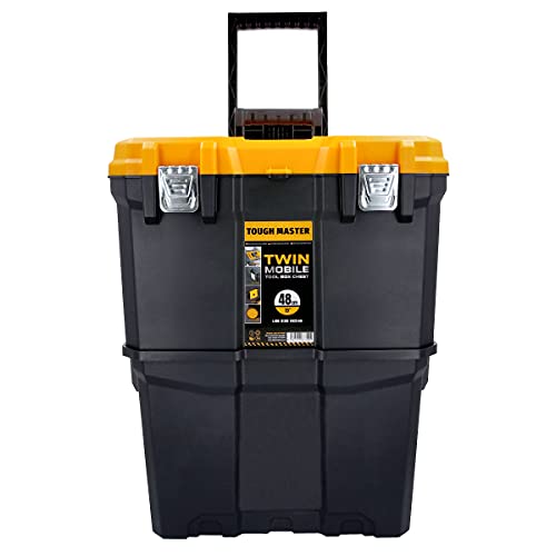 UK Planet Tool Chest Tough Master Professional 19 Mobile Storage Box Trolley with Wheels (Wheeled Tool Box)