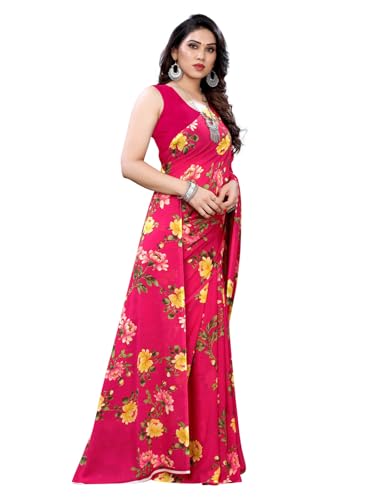 Image of Shiv Textiles Womens Shiv Textiles Women's Georgette Floral Printed Saree