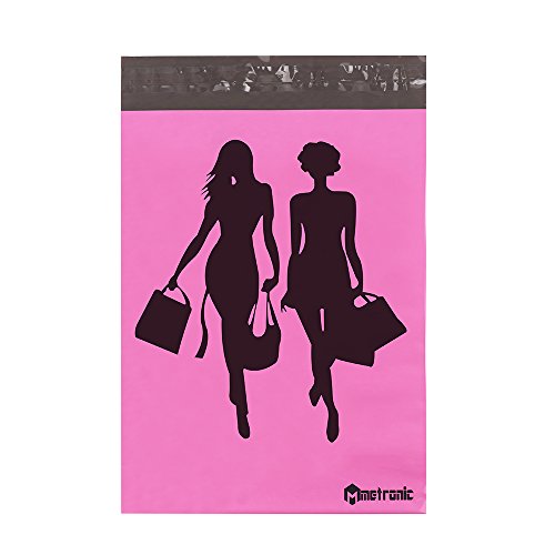 Metronic® 100 9x12 Poly Mailer Envelopes Shipping Bags Shopping Design with Self Adhesive, Waterproof and Tear-proof Postal Printed Bags PInk
