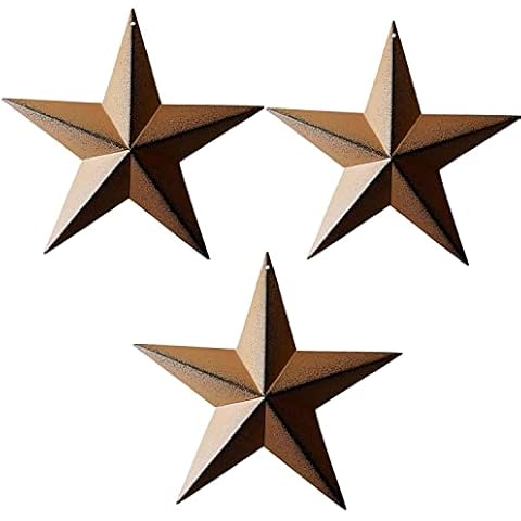 YUMBOR Rustic Americana Metal 3D Barn Star Patriotic Wall Decor Vintage Wall Star Country Primitive Home Decor July 4th Country Wall Ornaments, Indoor Outdoor Decoration 8 Inches-Set of 3 Cover