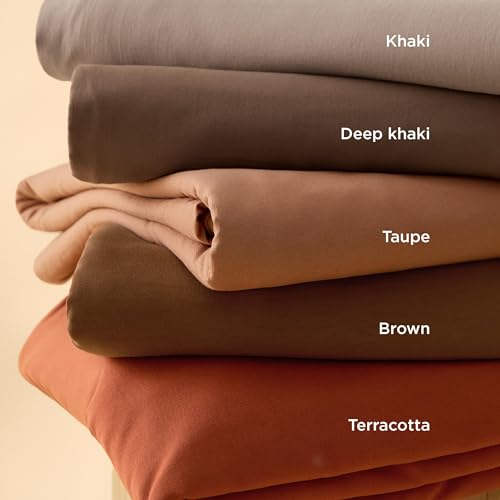 Image of Bedsure Terracotta California King Duvet Cover - Prewashed Cotton-Like Polyester Extra Soft Bedding Set, Includes 1 Cal King Duvet Cover 104''x98'' with Zipper Closure & 2 Pillow Shams, No Comforter