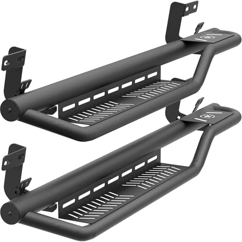 YZONA Regular Cab Running Boards Sides Step Compatible for 2009-2018 Dodge Ram 1500, 2019-2024 1500 Classic, 2010-2026 Ram 2500 & 3500, Two Stairs Design Nerf Bars Plates Rock Sliders Rail, Black
