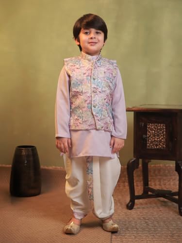Image of AJ DEZINES Kids Ethnic Wear Kurta Waistcoat and Dhoti Pant for Boys