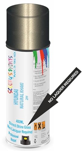 SCOOBYS PAINTS BACK IN THE MIX Direct Gloss Aerosol Spray Paint For Hyundai Natural Khaki Code: 2H No Lacquer Required