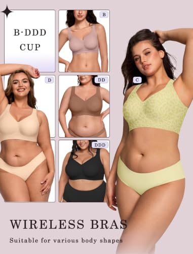 Image of OEAK Womens Wireless Jelly Bras Plus Size Support Push Up Comfortable Bra