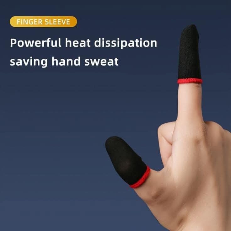 Image of Mobile Gaming Triggers and Finger Sleeves Set, Precision Control for Smartphones, Black and Red, Enhanced Control with Heat Dissipation Premium PUBG Mobile Gaming Trigger