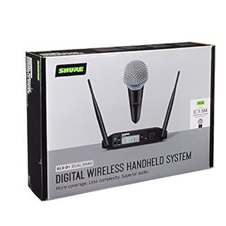 Shure GLXD24+/B58 Microfono wireless professionale per chiesa, karaoke e voci con batteria 12 ore e raggio 30m, Incluso microfono vocale BETA 58A e ricevitore singolo canale