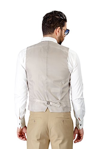 AZAR MAN Men's Slim Fit Dress Suit Vest 5 Button Adjustable Back Strap4