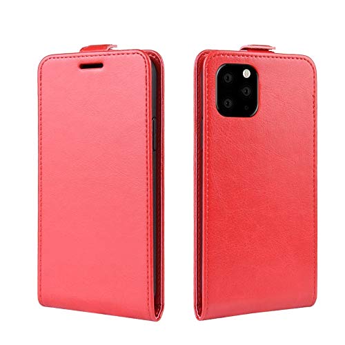 Protection intégrale iPhone 11 Pro clapet vertical cuir Crazy Horse rouge - 2