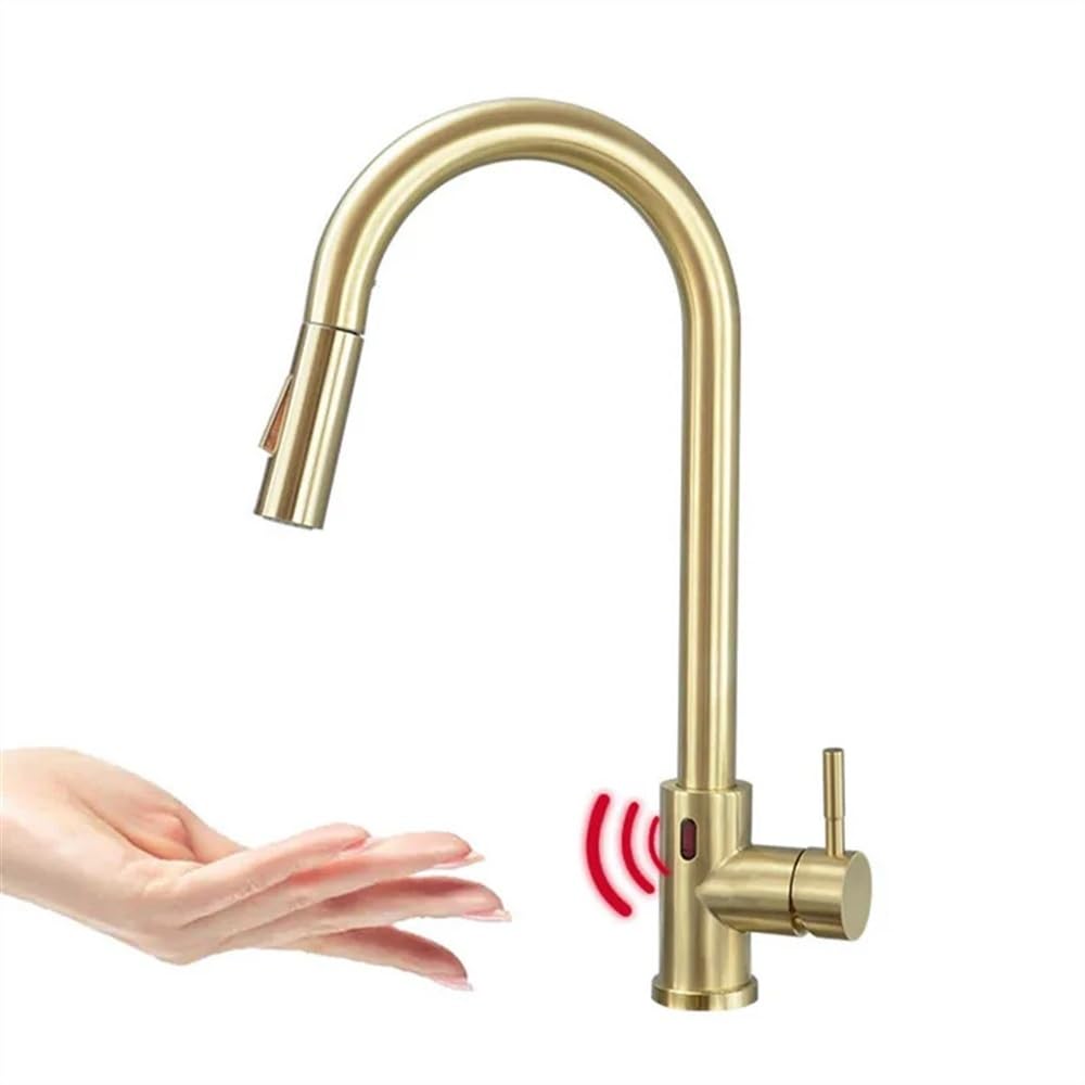 Robinet de cuisine or brossé capteur tactile mitigeur évier rotatif 360