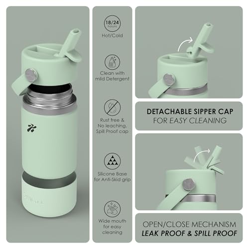 Image of VBOTT GENFLASK-Ozil -380 ml|Thermosteel Flask with Straw Sipper & Carrying Loop| SS 304 Water Bottle|Hot /Cold-18 /24 hrs|Insulated Bottles| SEA Green Colour|Multipurpose