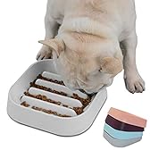 Hifrenchies Healthy Slow Feeding Dog Bowl for French Bulldog -Slow Feeder Dog Bowl No Chocking Dog Cat Food Bowl with Striped Shape Pattern (Grey)