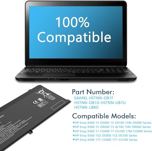Image of Wefly SA04XL Laptop Battery Compatible for HP Envy X360 15-DR 15-DS 15M-DR 15M-DS 15Z-DS 15T-DR 17-CG 17M-CG 17T-CG 15-dr1xxx 15m-ds0011dx 15m-dr0012dx Series L43248-541 HSTNN-OB1G Laptop Battery