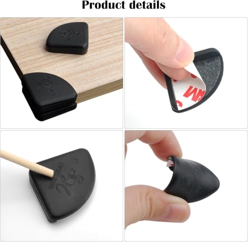 Eckenschutz Baby Schwarz Kantenschutz Silikon 12 Stück Selbstklebend Kantenschutz Tisch Tischkantenschutz Ecken für Verschiedene Möbel, Stoßschutz für Baby Kinder ältere Menschen