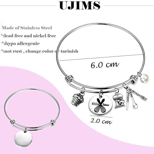 UJIMS Baker Gift Baking Bracelet W Taker Bangle Gift for Culinary Student Bake Lover Jewelry Pastry Chef Graduation Gift for Her (Baking Bracelet) - Image 6