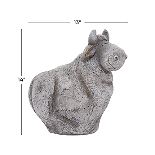 Deco 79 Polystone Cow Garden Sculpture, 13" X 7" X 14", Gray #TOP6