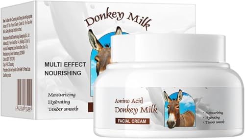 Crème hydratante et raffermissante pour le visage, au lait d'ânesse, pour femmes. Elle illumine le teint et atténue les rides et ridules.