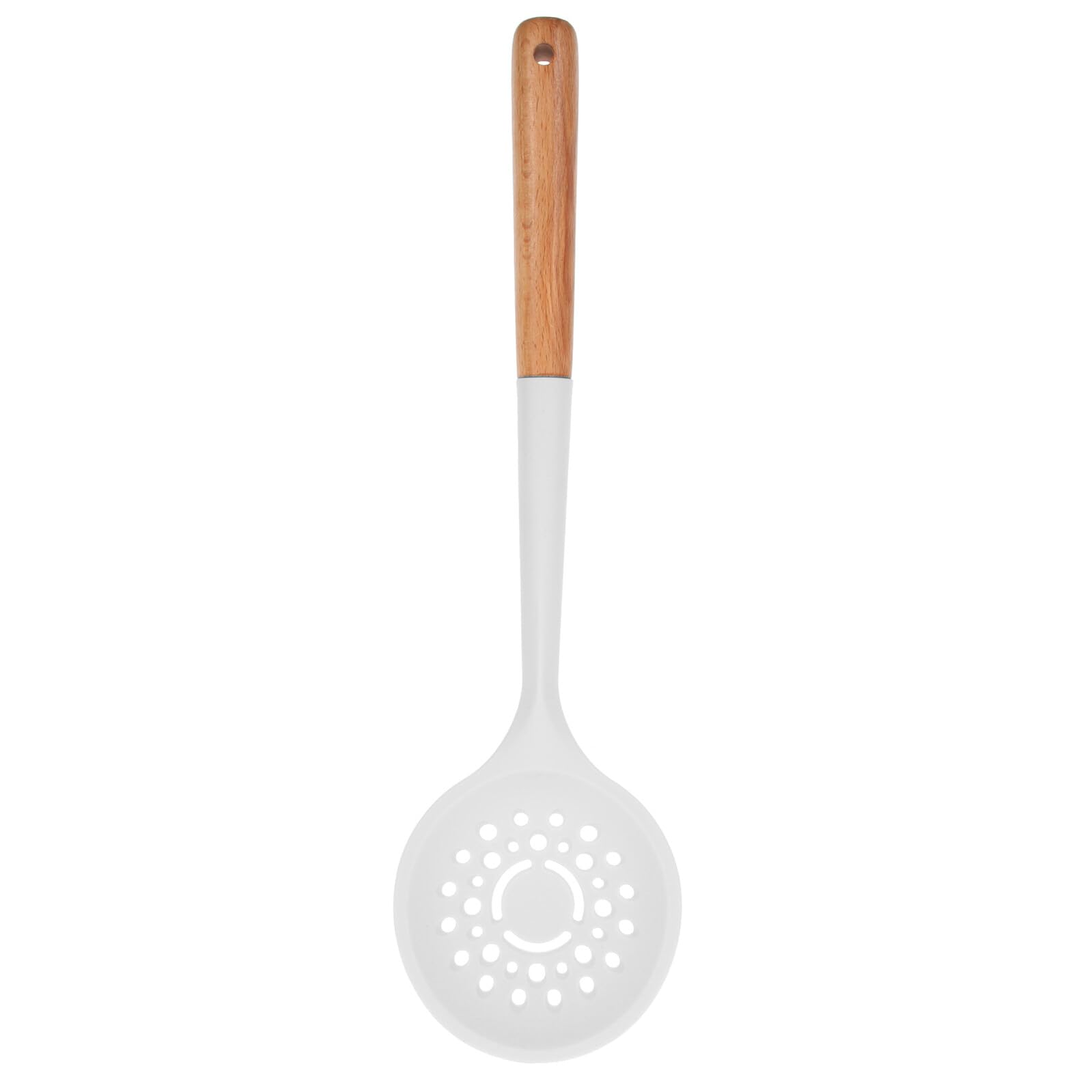 VILLCASE Cuchara Coladora de Silicona Mango de Madera Perforada y Resistente Oxidación para Cocina Multifuncional y Escurrir Alimentos