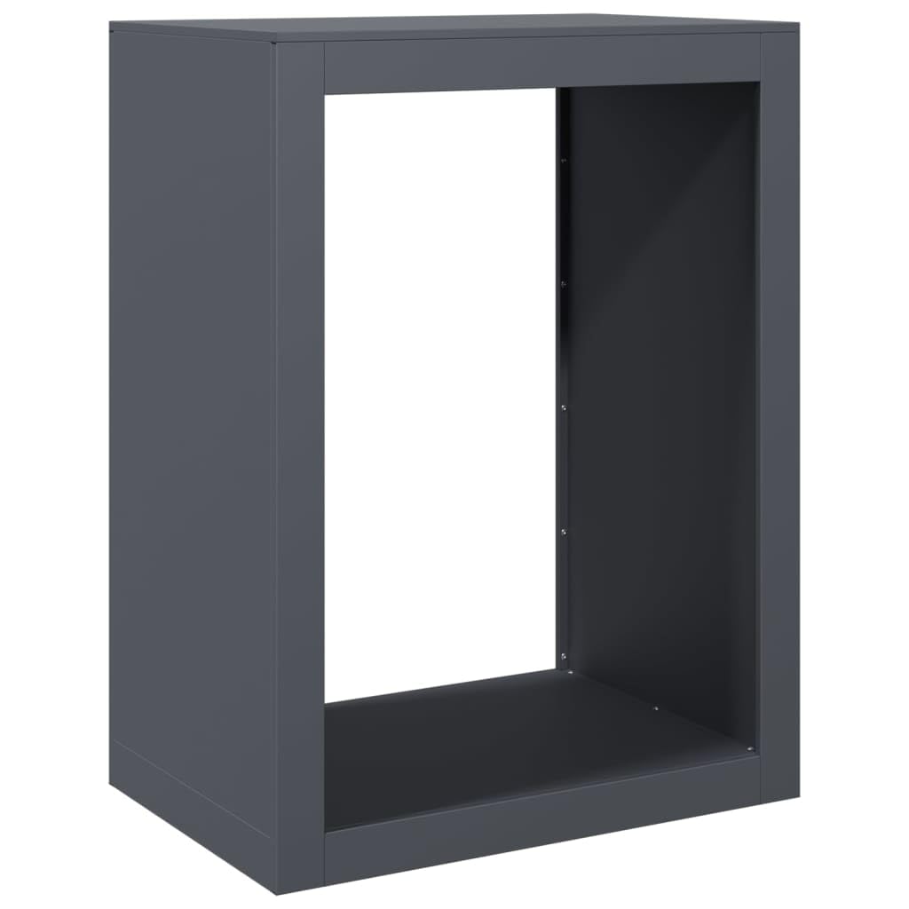 Homgoday Leñero de Acero Gris Antracita 60x40x80 cm, Soporte para leña, Almacenamiento de Troncos, Estante para leñas, Soportes para leña