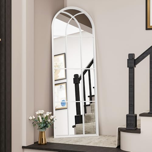 Image of OGCAU Arched Full Length Mirror, 65 inchx22 inch Floor Full Body Mirror, White